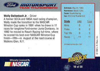 1992 Maxx Ford Motorsport #10 Wally Dallenbach Back
