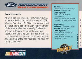 1992 Maxx Ford Motorsport #NNO Bill Elliott / Jody Ridley Back