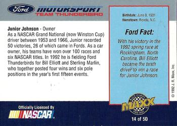 1992 Maxx Ford Motorsport #14 Junior Johnson Back