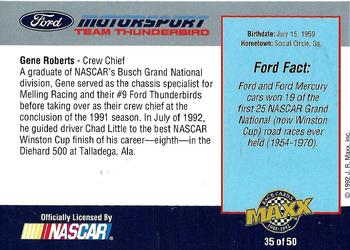 1992 Maxx Ford Motorsport #35 Gene Roberts Back