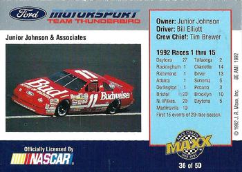 1992 Maxx Ford Motorsport #36 Bill Elliott w/Crew Back