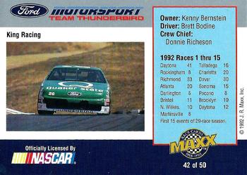 1992 Maxx Ford Motorsport #42 Brett Bodine w/Crew Back