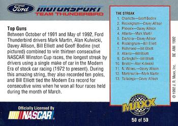 1992 Maxx Ford Motorsport #50 Mark Martin / Alan Kulwicki / Davey Allison / Bill Elliott Back