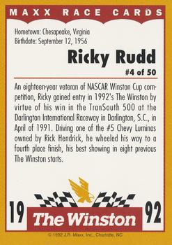 1992 Maxx The Winston #4 Ricky Rudd Back