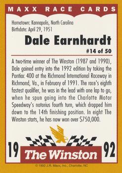 1992 Maxx The Winston #14 Dale Earnhardt Back