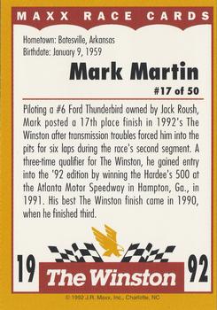 1992 Maxx The Winston #17 Mark Martin Back