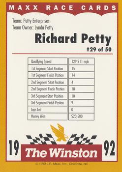 1992 Maxx The Winston #29 Richard Petty's Car Back