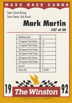 1992 Maxx The Winston #37 Mark Martin's Car Back
