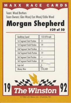 1992 Maxx The Winston #39 Morgan Shepherd's Car Back