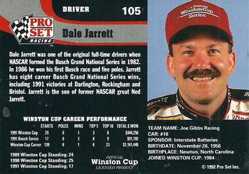 1992 Pro Set #105 Dale Jarrett Back