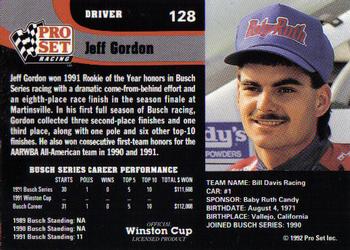 1992 Pro Set #128 Jeff Gordon Back