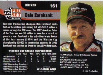 1992 Pro Set #161 Dale Earnhardt Back