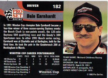 1992 Pro Set #182 Dale Earnhardt Back