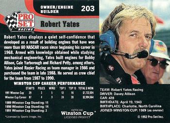 1992 Pro Set #203 Robert Yates Back