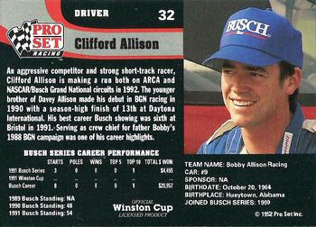 1992 Pro Set #32 Clifford Allison Back