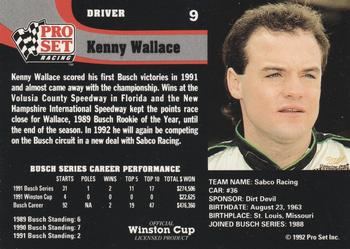 1992 Pro Set #9 Kenny Wallace Back