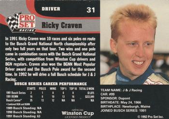 1992 Pro Set #31 Ricky Craven Back