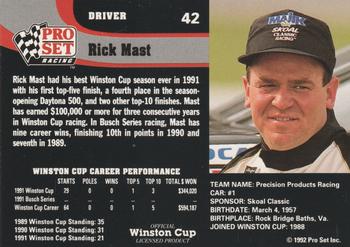 1992 Pro Set #42 Rick Mast Back