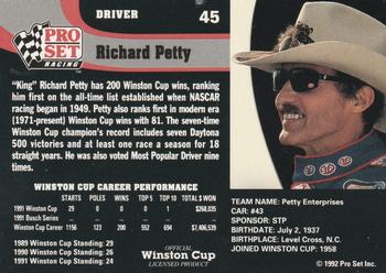 1992 Pro Set #45 Richard Petty Back