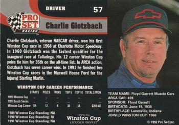 1992 Pro Set #57 Charlie Glotzbach Back