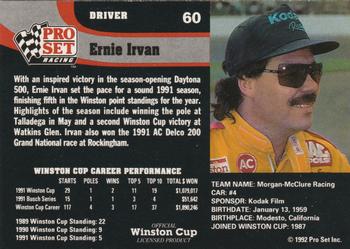 1992 Pro Set #60 Ernie Irvan Back