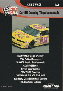 1992 Pro Set #63 Car 68 Country Time Lemonade Back