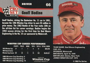 1992 Pro Set #66 Geoff Bodine Back