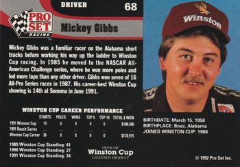 1992 Pro Set #68 Mickey Gibbs Back