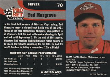 1992 Pro Set #70 Ted Musgrave Back