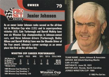 1992 Pro Set #79 Junior Johnson Back