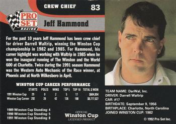 1992 Pro Set #83 Jeff Hammond Back