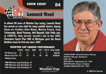 1992 Pro Set #84 Leonard Wood Back