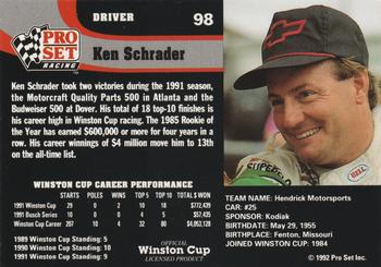 1992 Pro Set #98 Ken Schrader Back