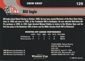 1992 Pro Set #129 Bill Ingle Back