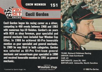 1992 Pro Set #151 Cecil Gordon Back