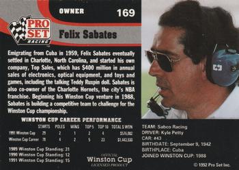 1992 Pro Set #169 Felix Sabates Back
