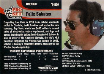 1992 Pro Set #169 Felix Sabates Back