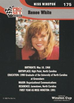 1992 Pro Set #175 Miss Winston / Renee White Back