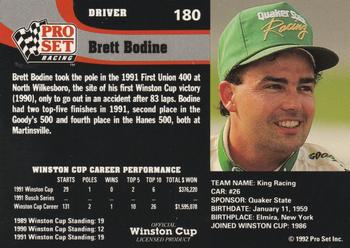 1992 Pro Set #180 Brett Bodine Back