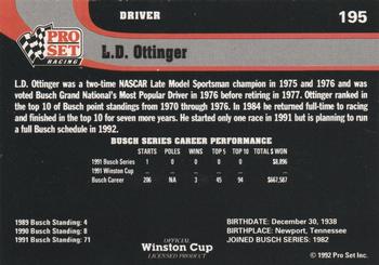 1992 Pro Set #195 L.D. Ottinger Back