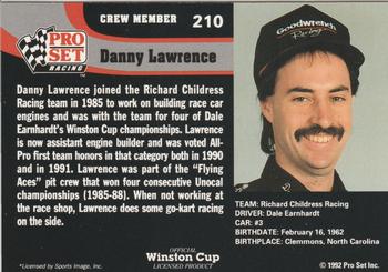 1992 Pro Set #210 Danny Lawrence Back