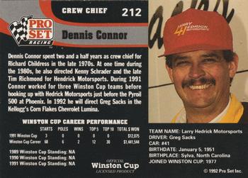 1992 Pro Set #212 Dennis Connor Back