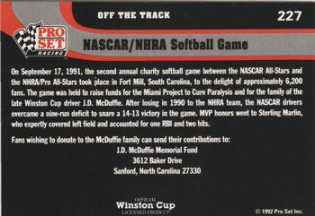 1992 Pro Set #227 NASCAR All-Stars Back