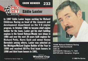 1992 Pro Set #233 Eddie Lanier Back