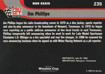 1992 Pro Set #235 Jim Phillips Back