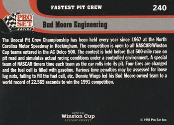 1992 Pro Set #240 Unocal Pit Crew Championship Back