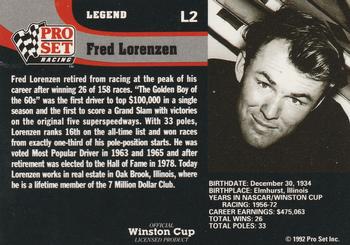 1992 Pro Set - Legends #L2 Fred Lorenzen Back