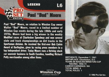 1992 Pro Set - Legends #L6 L'il Bud Moore Back