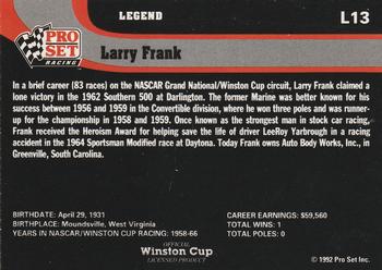 1992 Pro Set - Legends #L13 Larry Frank Back