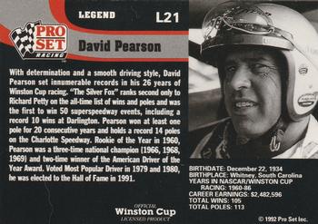 1992 Pro Set - Legends #L21 David Pearson Back